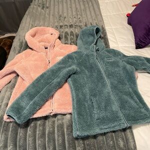 2 for the price of not even 1 Reebok pink/green zip up sweater with hood